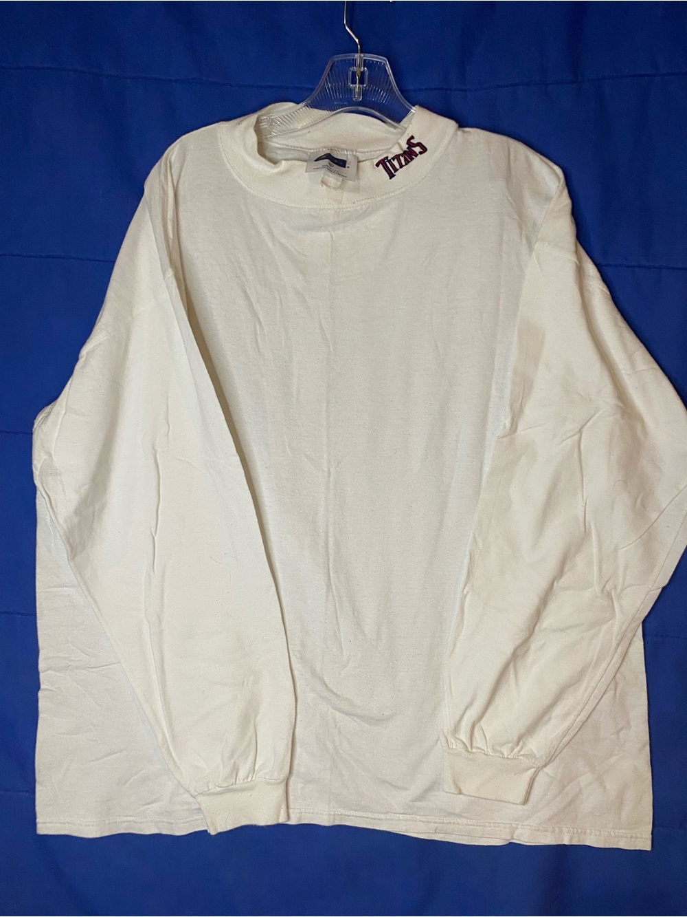 White Long Sleeve Crewneck Tee TITANS